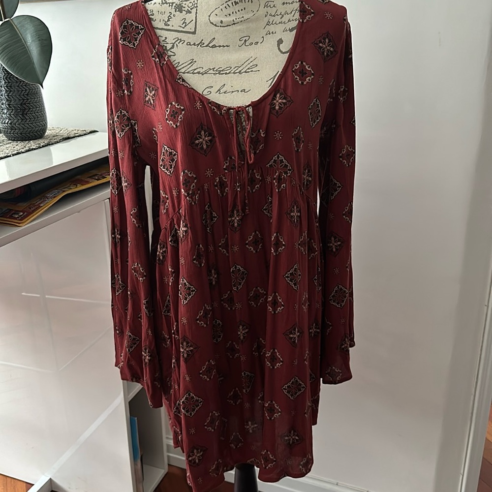 Amuse Society Burgundy Patterned Tunic